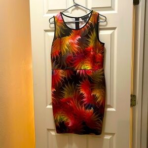 I’m selling a colorful dress for everyday wear, XL, bright, bold patterns.